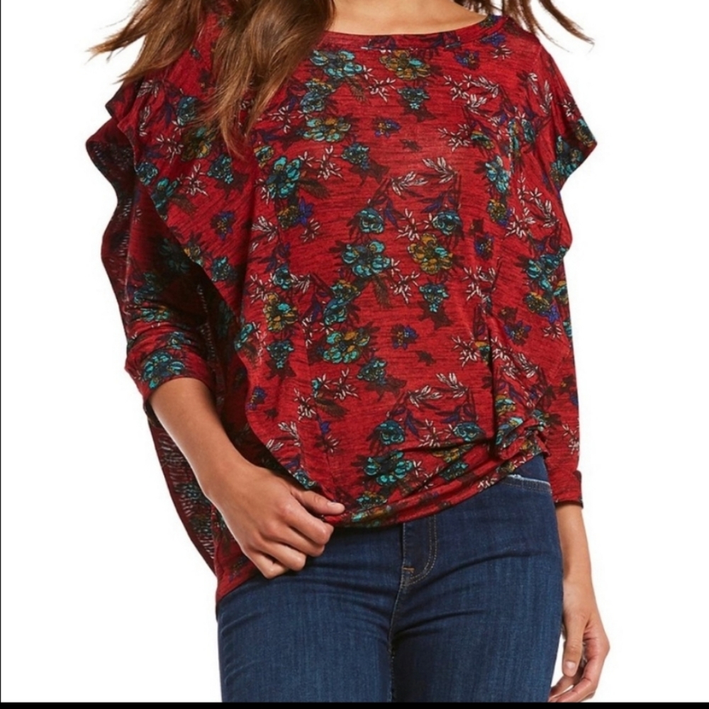 Free People Women's Dock Street Red Floral Combo Top - Picture 1 of 16